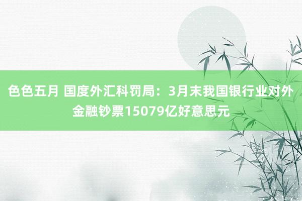 色色五月 国度外汇科罚局：3月末我国银行业对外金融钞票15079亿好意思元