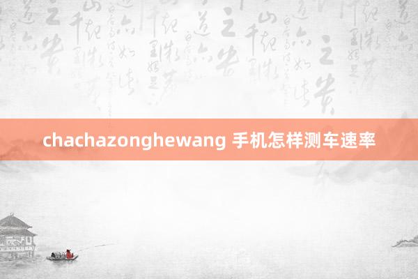 chachazonghewang 手机怎样测车速率